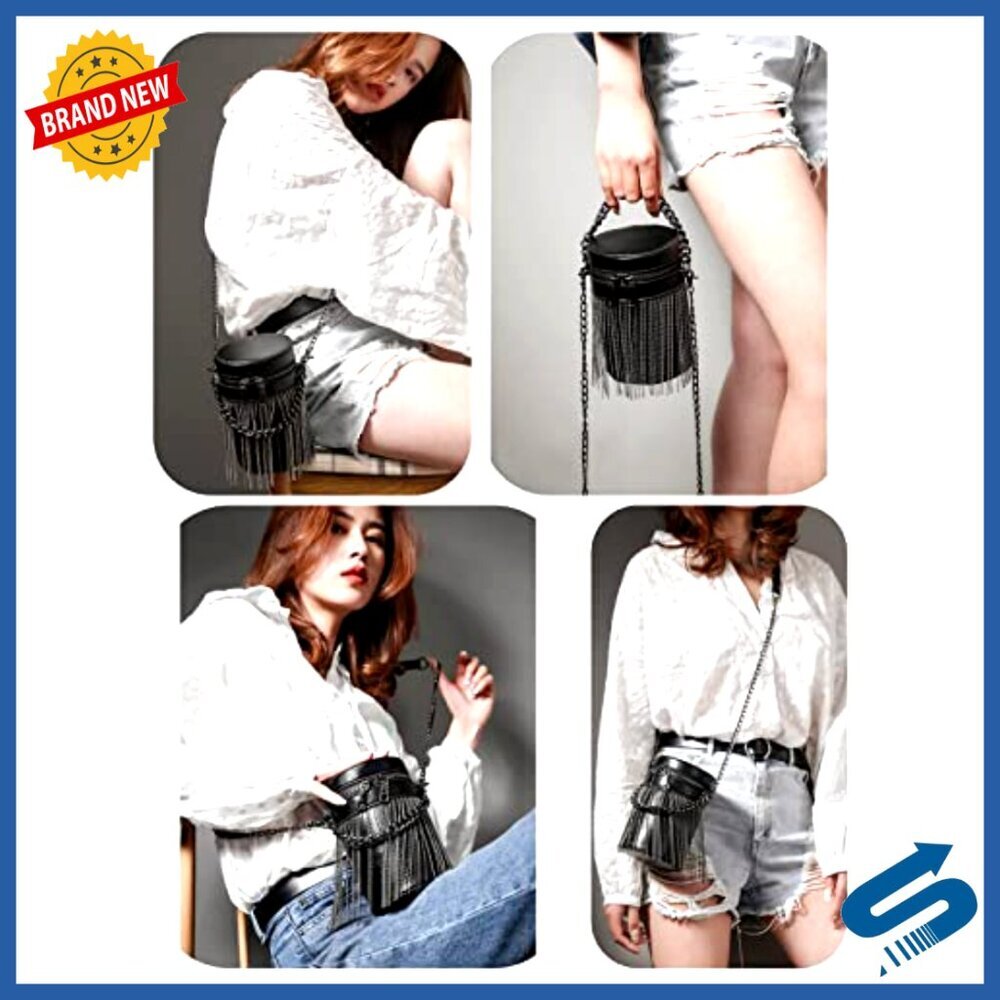 Y2K Punk Tassel Tote Vegan Leather Shoulder Bag Gothic Rock Fashion Crossbody - Picture 6 of 7